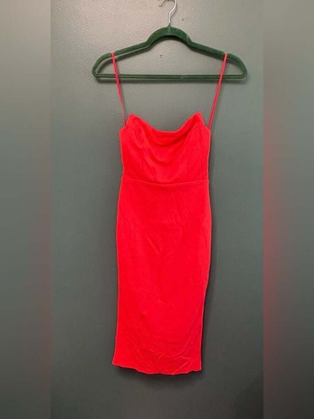 Hello Molly Bright Red Strapless Cowl Midi Dress size 8 New with Tags